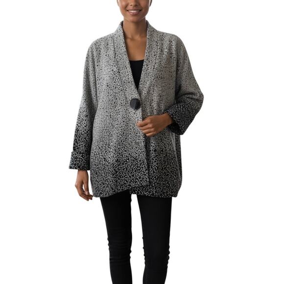 Ali Miles Black White Polka Dot Ombre Jacket - Picture 2 of 11